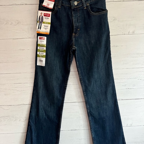 Wrangler Boy's Jeans Five Star Boot Fit Flex Size 14 Blue Slim Husky –New w/Tags - Picture 2 of 13